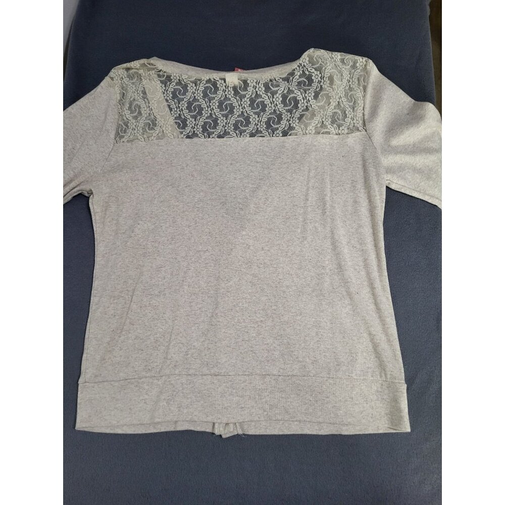 No Boundaries y2k Juniors sz XXL Lacy Neutral Button Front Cardigan Lightweight - Picture 2 of 9